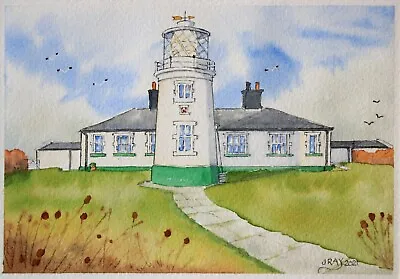 An Original Watercolour Painting Of St Bees Lighthouse Cumbria. • £10