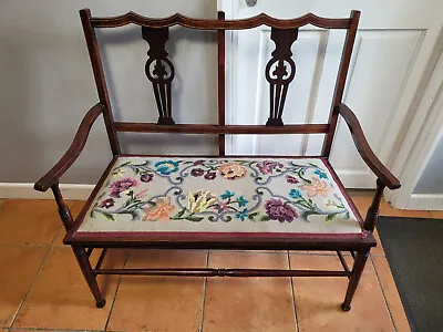 Antique Edwardian Inlaid Double Seat Love Bench / Sofa / Window Seat(circa 1910) • £245