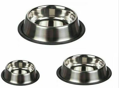 £6.69 • Buy Stainless Steel Metal Non Slip Dog Puppy Pet Animal Feeding Food Water Bowl Dish