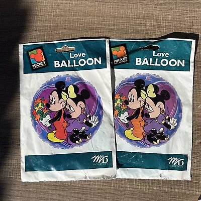 Vtg Mickey Unlimited Mickey Minnie Mouse I Love You Character Balloon Helium Nos • $11.99