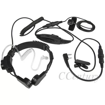 Tactical Throat Mic Headset VOX Earpiece For Kenwood TK2107 Baofeng UV-5X UV5R • $51.44