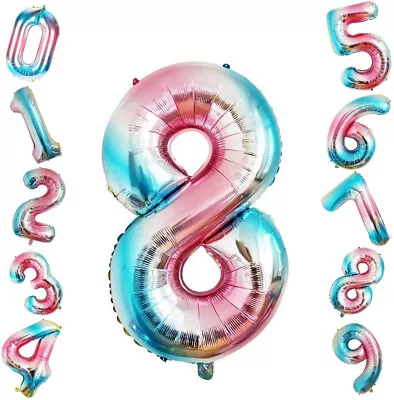 16  32  40  Inch Large Foil Happy Birthday Numbers Balloons Party Helium Baloons • £1.25