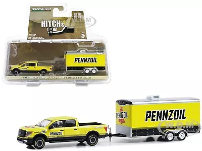 2018 Nissan Titan Xd Pro-4x & Car Hauler  Pennzoil  1/64 By Greenlight 32300 D • $12.99