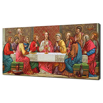 Last Supper Of Jesus Christ Religious Modern Canvas Print Picture Wall Art • £22.50