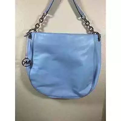 Michael Kors  Stanthorpe  Smooth Leather Hobo Purse Baby Blue • $89