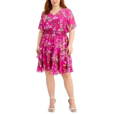 $22.80 • Buy Taylor Womens Floral Tiered Mini Fit & Flare Dress Plus BHFO 4528