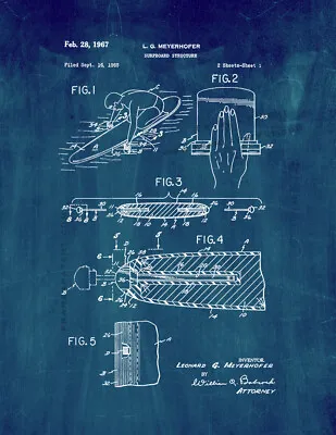 Surfboard Structure Patent Print Midnight • $12.96