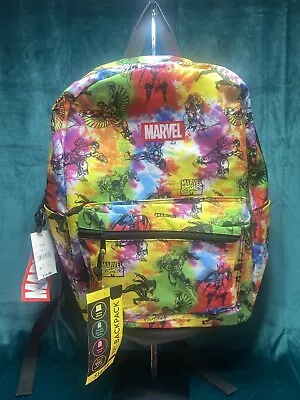 Marvel Comics Superheroes Backpack School Bag Multi-Color Tie Dye New • $7.99