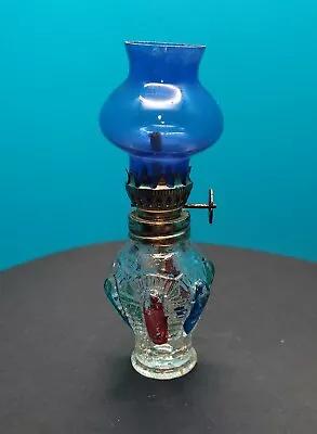 Mini Oil Lamp With Blue Chimney • $12