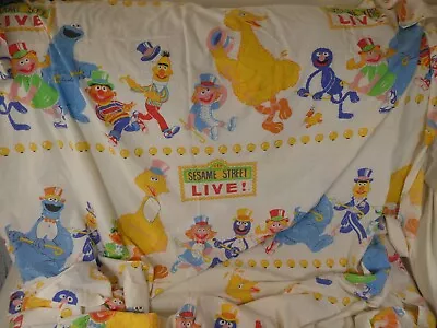 VTG Sesame Street Muppets TWIN Flat Sheet Carnival Circus Fabric 80s JCPenny W2 • £14.45