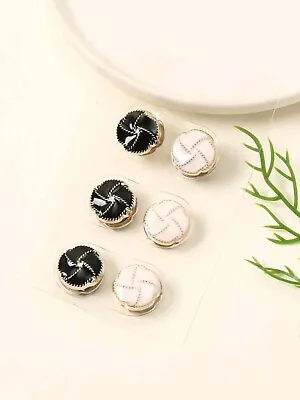 New Magnetic Pin Brooch For Hijab Scarf Headscarf Shawl Round Black White UK • $4.97