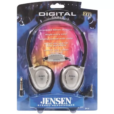 Vintage Jensen Digital Audio Stereo Headphones JM10 Swivel Ear Pads - W/Adapter • $19.89