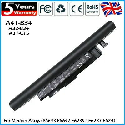 1-5X Battery A41-B34 A32-B34 A31-C15 For Medion Akoya P6643 6647 E6239 E6237 Lot • £24.90