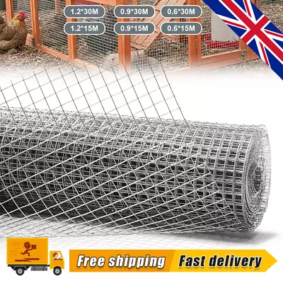 £39.49 • Buy Welded Wire Mesh 1 X1  Galvanised Fence Aviary Rabbit Hutch Chicken Run Coop Pet