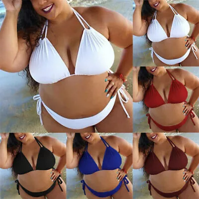 Lady Swimwear Padded Bikini Set Swimsuit Beachwear Brazilian Bandage Plus Size • £9.23