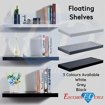 £10.95 • Buy Modern HIGH GLOSS Display Shelf Floating Shelves White Black Grey With Fixings