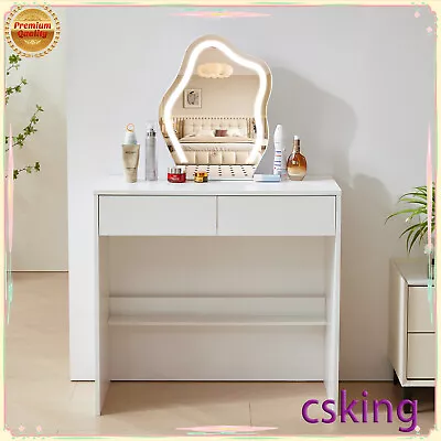 LED Lighted Mirror Vanity Table Set Makeup Dressing W/ 5 Drawers Dresser Desk • $127
