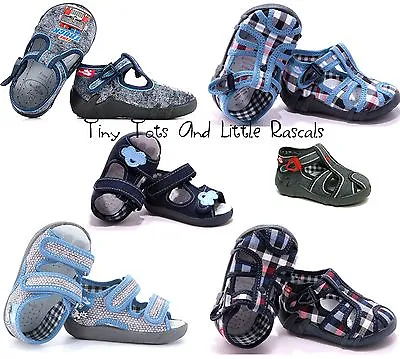 Boys Sandals Nursery Slippers Canvas Shoes Antibacterial Insole Size3 4 5 6 7 8 • £9.90