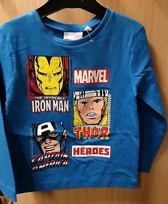 Bnwt Marvel Heroes Long Sleeve Blue T-shirt Age 4 Years. • £6.99