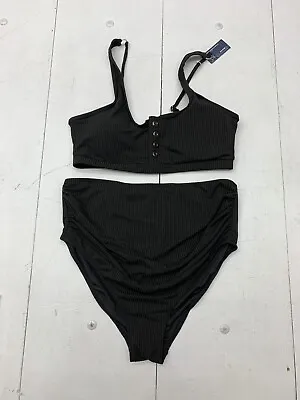 Summer Mae Womens Black Ribbed Maternity High Waist Swim Suit Size XL • $20
