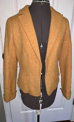 J Crew Womens Mustard Yellow 100% Wool Lined Jacket Cropped Coat Size 4 • $29.99