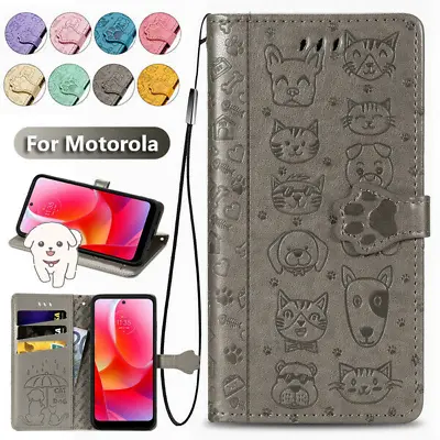$5.49 • Buy Cat Dog Wallet Flip Phone Case For Motorola G Power 2022 G Play 2021 G51 G200