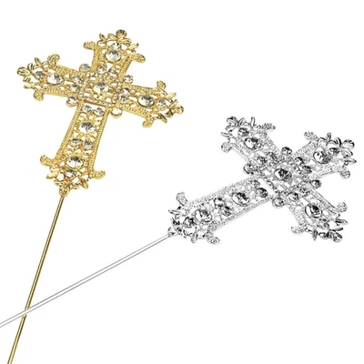 £5.48 • Buy Crystal Rhinestones Cake Religious Metal Cupcake Toppers Decor