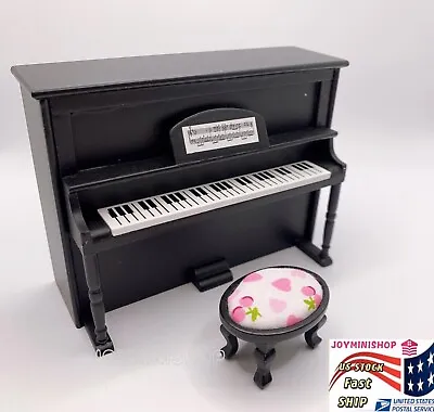 Miniature Wooden Upright Classic BLACK Piano Dollhouse Furniture Accessories Dec • $14.79