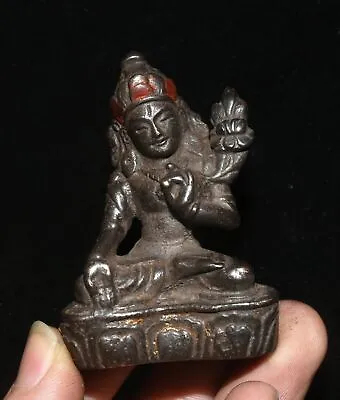 6CM Old Tibet Buddhism Red Bronze Sit Da Le Lian Shi Buddha Amulet Pendant • $35
