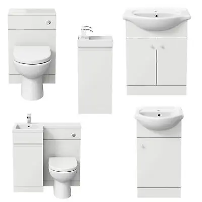 Bathroom Vanity Unit Basin Sink Toilet Bathroom Combined Furniture Suite WC • £48.57