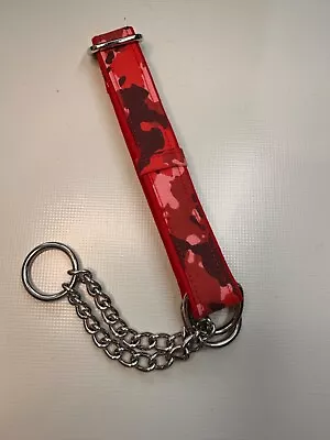 Martingale Half Check Choke Chain Dog Collar In Red Camouflage Design • £7.15