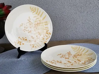 Vtg. Set Of 4 Vera Neumann For Mikasa Brown Lacy Fern 10 1/2 Inch Dinner Plates • $95