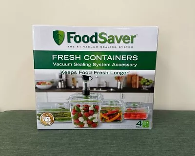FoodSaver Fresh Containers - Rare Set Of 4 - 3 5 8 & 10 Cup Sizes W/ Adaptor • $59.99