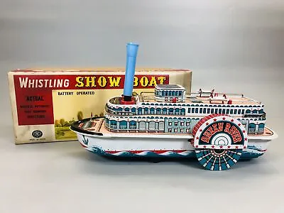 Y5501 TIN TOY Showboat Masudaya Box Steamboat Steamer Japan Antique Vintage • $429