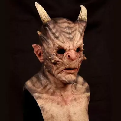 Halloween Face Cover Horror Monster Cosplay Headgear Prop Horned Face Cover • $28.99