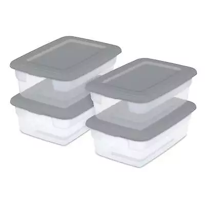 3 Gallon Plastic Storage Box Gray And Clear 16 Count • $76.41