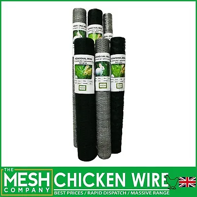 Chicken Wire Hexagonal Mesh Rabbit Aviary Galvanised & Pvc Steel Garden Fencing • £19.49