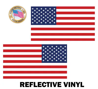 2x REFLECTIVE 3M USA American Flag Decal Stickers Exterior Various Sizes US Made • $59.99