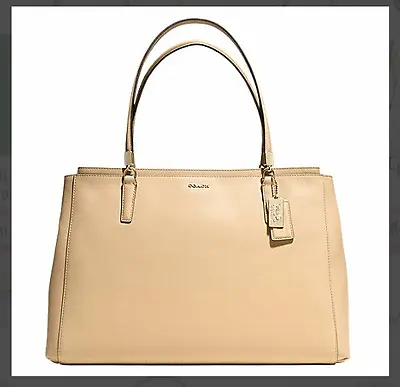 NWT Coach MADISON SAFFIANO LARGE CHRISTIE CARRYALL COACH 29430 Tan • $239