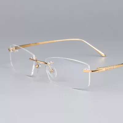 Brand Gold Pure Titanium Slim Eyewear Rimless Eyeglasses Frame Men Optic Glasses • $33.99