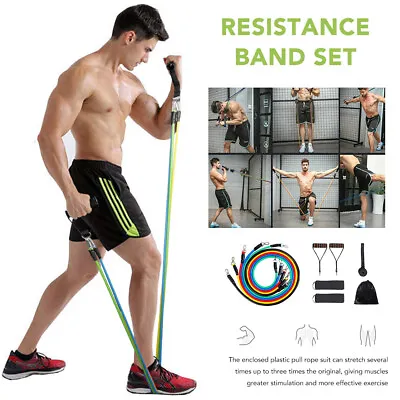 $11.20 • Buy 11pcs Yoga Strap Latex Resistance Bands Exercise Gym Tube Fitness Elastic Rope