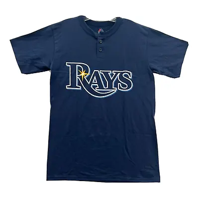 NEW Majestic Tampa Bay Rays Shirt Mens Medium Blue MLB Baseball Sports Top • $12.34