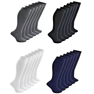£6 • Buy New Ladies Girls 6 Multi Pack Knee-High Plain Cotton School Uniform Socks