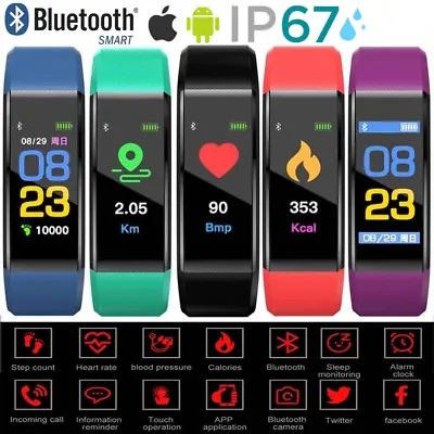 Bluetooth Smart Wristband Sport Watch Heart Rate Monitor Fit Activity Tracker AU • $12.95