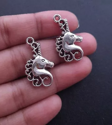 10× Unicorn Charm Pendants Tibetan Silver Jewellery Making Findings • £3.99