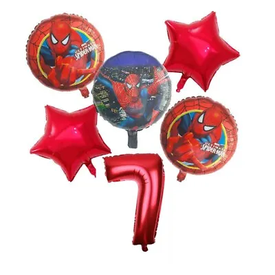 $4.99 • Buy Superhero Spiderman Balloons Bouquet 7th Birthday 6 Pcs - Party Supplies