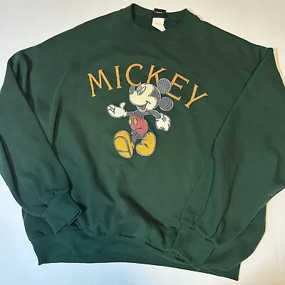 Vtg 90s Mickey Unlimited Sweatshirt Sz XL Green Velva Sheen Mickey Mouse • $27