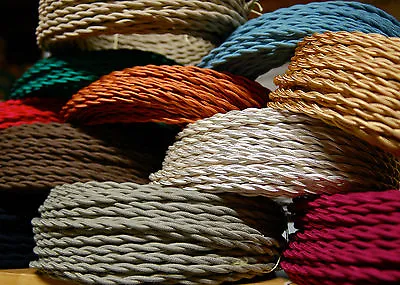 25' Cotton Cloth Covered Twisted Electrical Wire Vintage Lamp Cord Antique Fans • $32.89