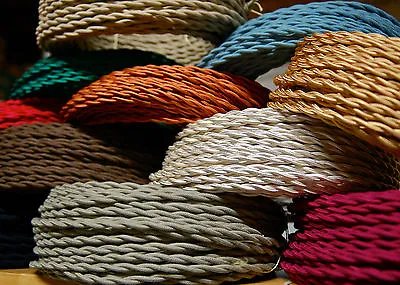 25' Rayon Cloth Covered Twisted Electrical Wire - Vintage Lamp Cord Antique Fans • $32.89