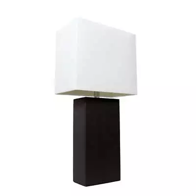 Modern Leather Table Lamp With White Fabric Shade • $31.26